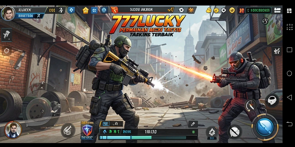 Menampilkan aksi seru dalam gameplay TPS 777LUCKY.