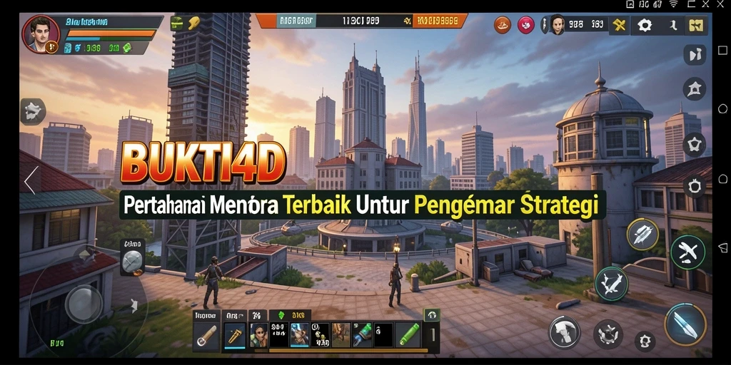 Tampilan gameplay BUKTI4D dengan menara yang siap bertahan dari serangan musuh.
