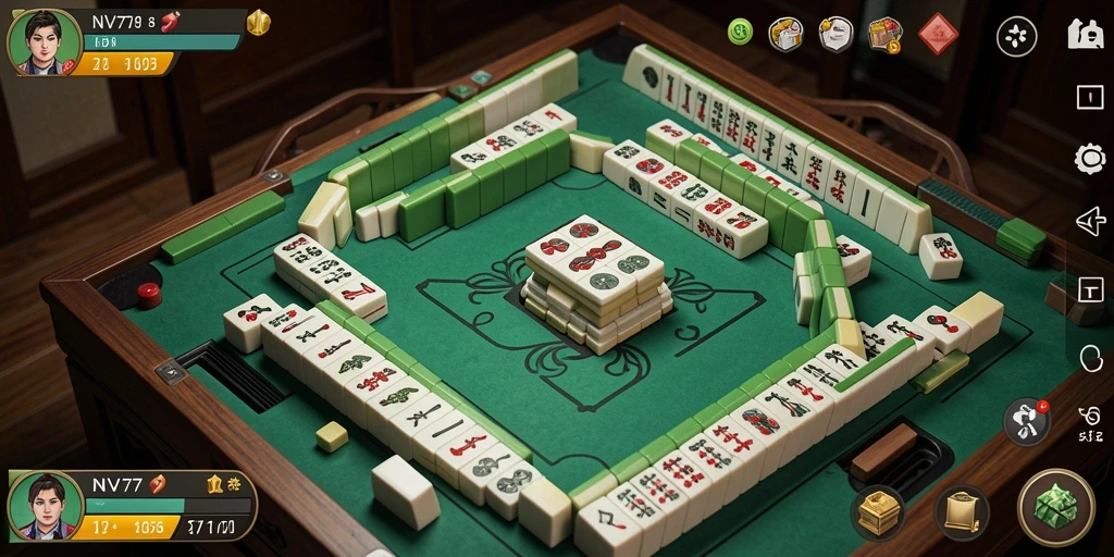 Screenshot gameplay NV77 menampilkan keseruan permainan Mahjong.